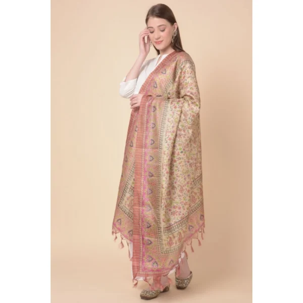 Women's Art Silk Printed Dupatta (Pink, Length: 2.25 to 2.50 Mtr) - Image 3