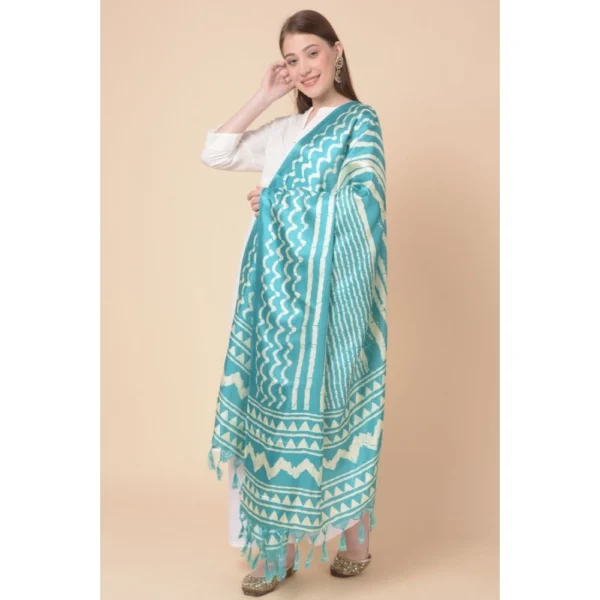 Women's Art Silk Printed Dupatta (Turquoise, Length:?2.25 to 2.50 Mtr) - Image 2