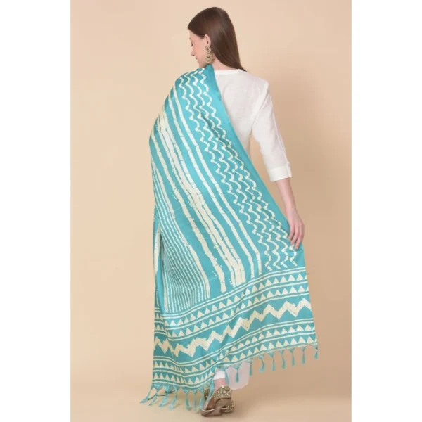 Women's Art Silk Printed Dupatta (Turquoise, Length:?2.25 to 2.50 Mtr) - Image 5