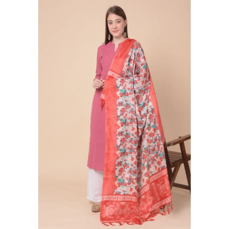 Alternative view of Generic Women's Art Silk Printed Dupatta (Red, Length: 2.25 to 2.50 Mtr)