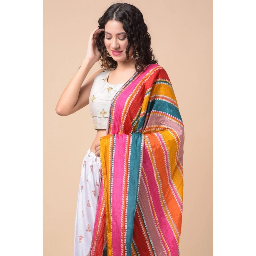 Generic Women's Chanderi Printed Dupatta (Multicolor, Length: 2.25 to 2.50 Mtr) - Image 2