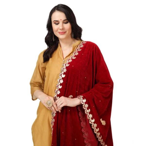 Women's Velvet Gotta Patti Dupatta (Maroon, Length:?2.25 to 2.50 Mtr) - Image 5