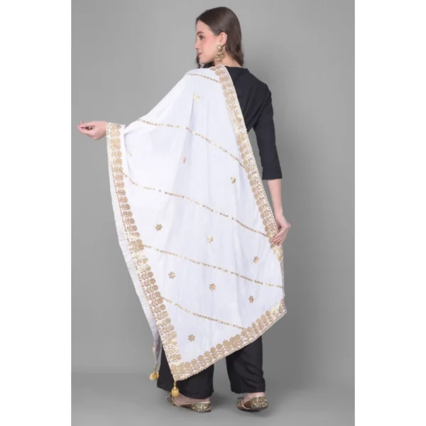 Women's Velvet Gotta Patti Dupatta (Off White, Length:?2.25 to 2.50 Mtr) - Image 4