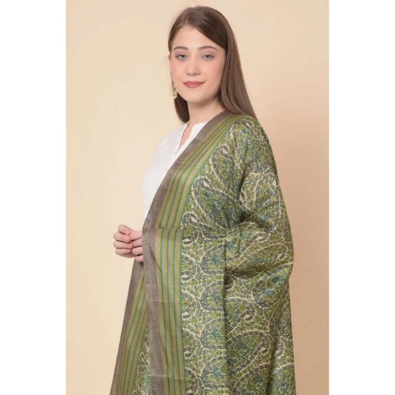 Alternative view of Generic Women's Art Silk Printed Dupatta (Green, Length: 2.25 to 2.50 Mtr)