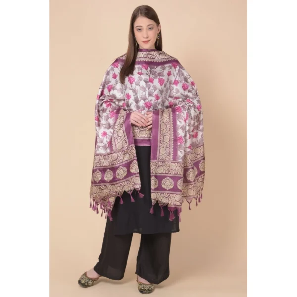 Women's Art Silk Printed Dupatta (Purple, Length:?2.25 to 2.50 Mtr) - Image 2