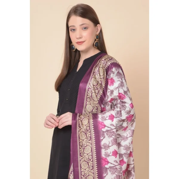 Women's Art Silk Printed Dupatta (Purple, Length:?2.25 to 2.50 Mtr) - Image 3