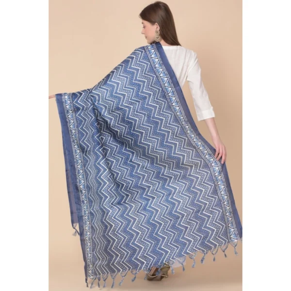 Generic Women's Art Silk Printed Dupatta (Blue, Length: 2.25 to 2.50 Mtr) - Image 5