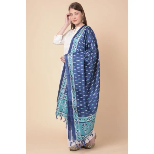 Women's Art Silk Printed Dupatta (Blue, Length:?2.25 to 2.50 Mtr) - Image 3