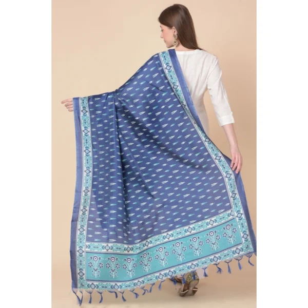 Women's Art Silk Printed Dupatta (Blue, Length:?2.25 to 2.50 Mtr) - Image 5