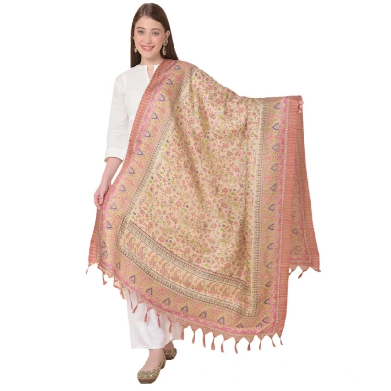 Women's Art Silk Printed Dupatta (Pink, Length:Â 2.25 to 2.50 Mtr)