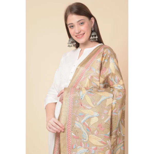 Women's Art Silk Printed Dupatta (Light Brown, Length:?2.25 to 2.50 Mtr) - Image 2