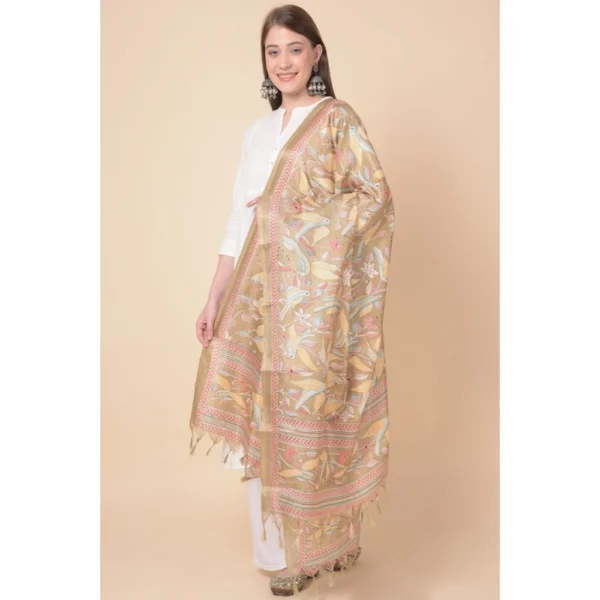 Women's Art Silk Printed Dupatta (Light Brown, Length:?2.25 to 2.50 Mtr) - Image 3