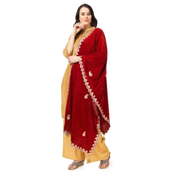 Women's Velvet Gotta Patti Dupatta (Maroon, Length:?2.25 to 2.50 Mtr) - Image 3