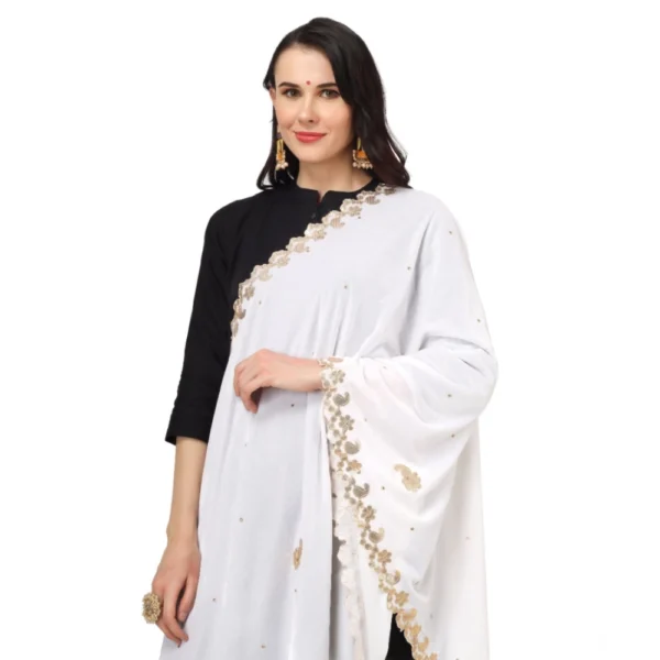 Women's Velvet Gotta Patti Dupatta (White, Length:?2.25 to 2.50 Mtr) - Image 4