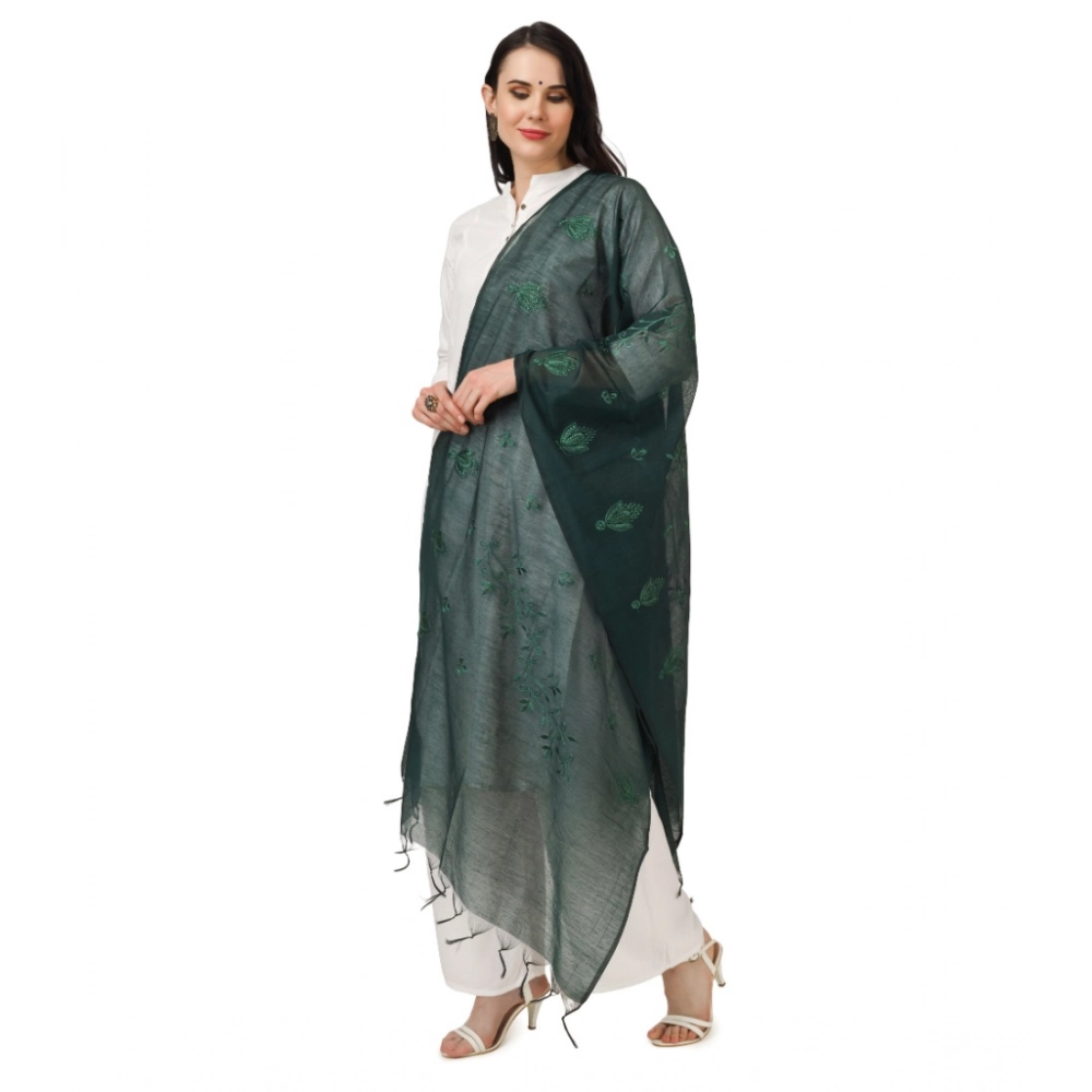 Generic Women's Cotton Embroidered Dupatta (Green, Length: 2.25 to 2.50 Mtr) - Image 5