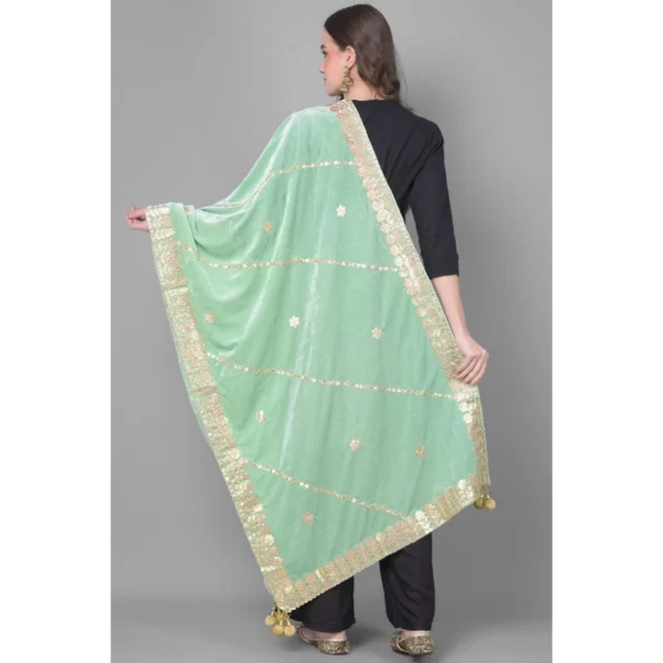 Women's Velvet Gotta Patti Dupatta (Sea Green, Length:?2.25 to 2.50 Mtr) - Image 4