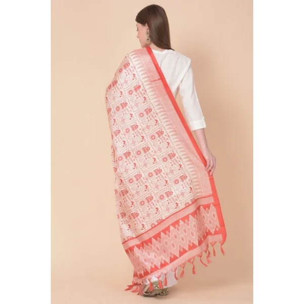 Generic Women's Art Silk Printed Dupatta (Orange, Length: 2.25 to 2.50 Mtr) - Image 5