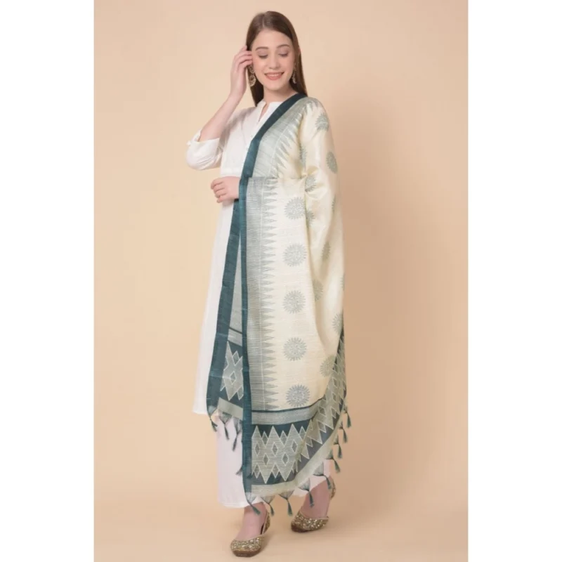 Alternative view of Generic Women's Art Silk Printed Dupatta (Grey, Length: 2.25 to 2.50 Mtr)