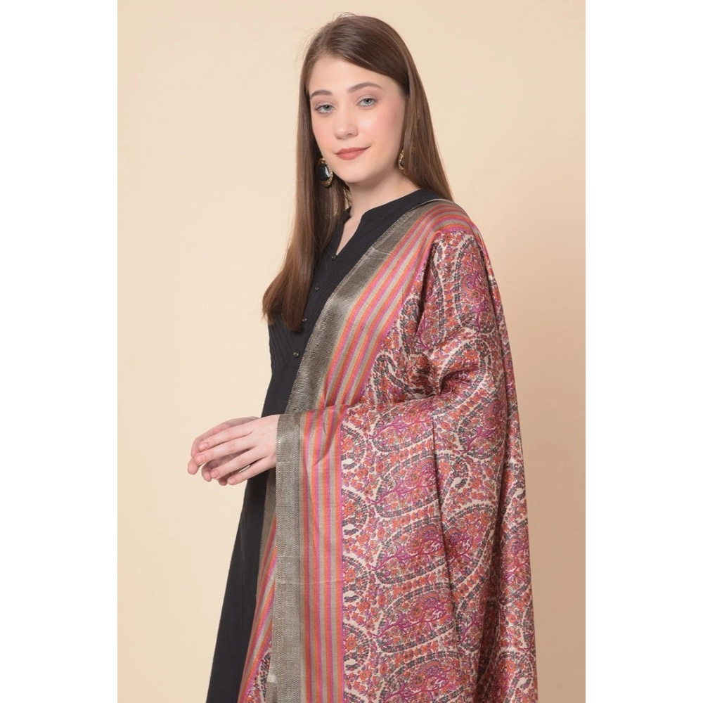 Generic Women's Art Silk Printed Dupatta (Grey, Length: 2.25 to 2.50 Mtr) - Image 2