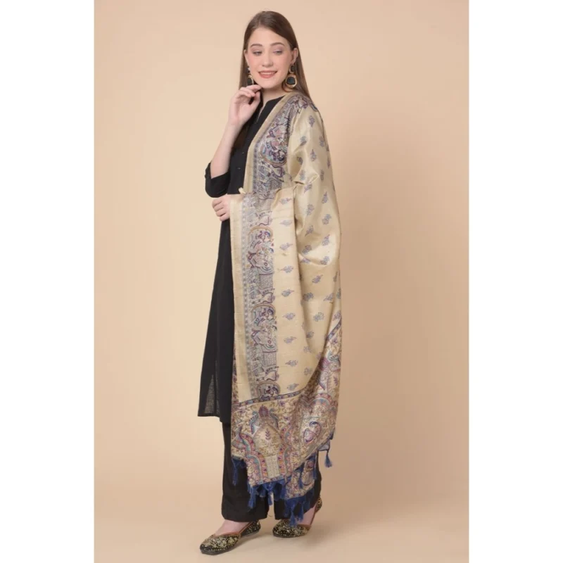 Alternative view of Generic Women's Art Silk Printed Dupatta (Gold, Length: 2.25 to 2.50 Mtr)