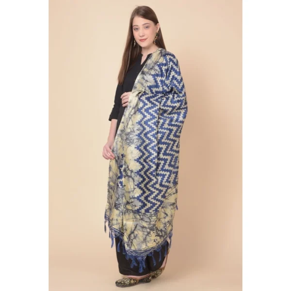 Generic Women's Art Silk Printed Dupatta (Blue, Length: 2.25 to 2.50 Mtr) - Image 4