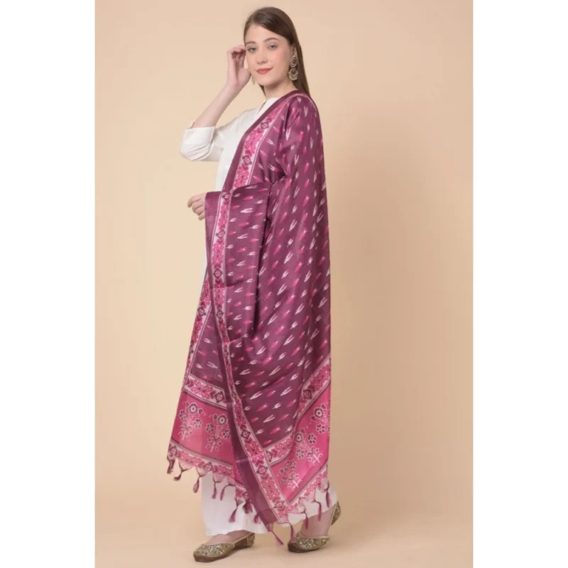 Alternative view of Generic Women's Art Silk Printed Dupatta (Purple, Length: 2.25 to 2.50 Mtr)