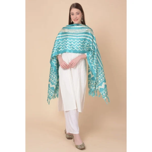 Women's Art Silk Printed Dupatta (Turquoise, Length:?2.25 to 2.50 Mtr) - Image 4