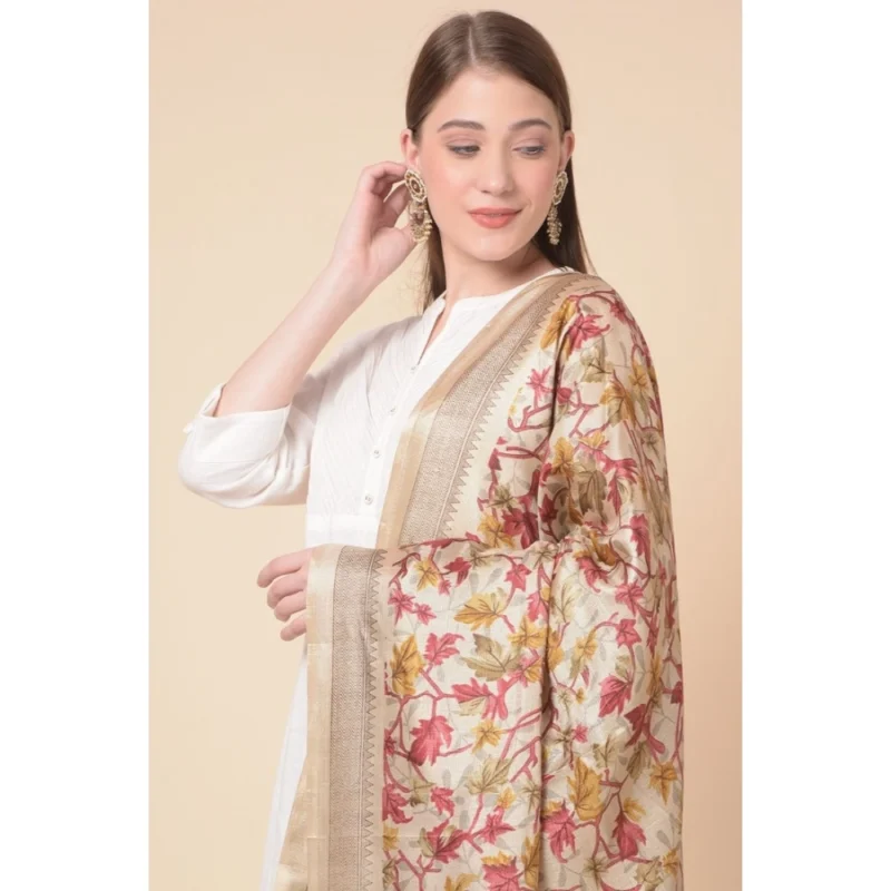 Alternative view of Generic Women's Art Silk Printed Dupatta (Gold, Length: 2.25 to 2.50 Mtr)