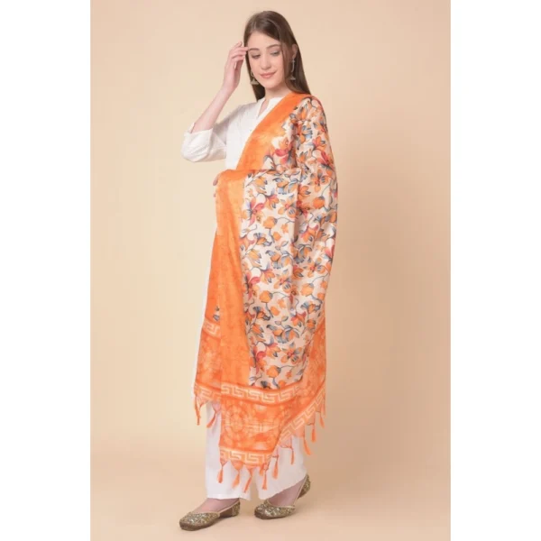 Generic Women's Art Silk Printed Dupatta (Orange, Length: 2.25 to 2.50 Mtr) - Image 4