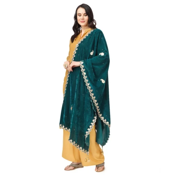 Women's Velvet Gotta Patti Dupatta (Dark Green, Length:?2.25 to 2.50 Mtr) - Image 5