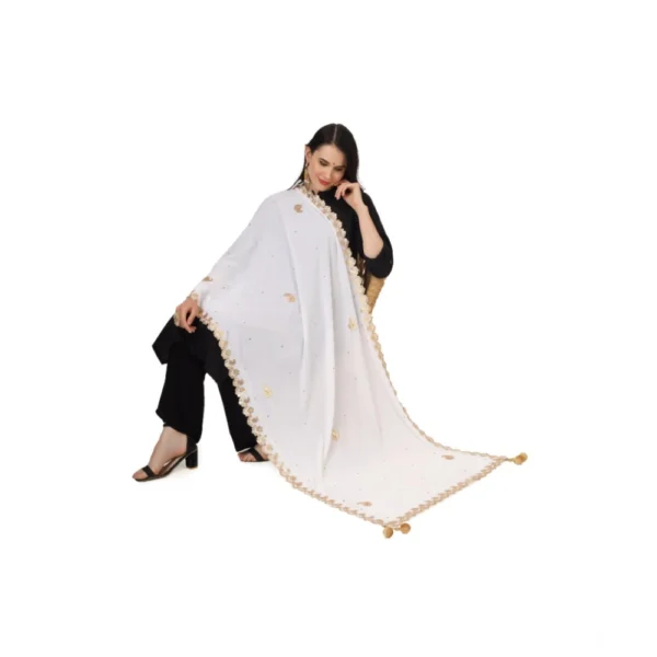 Women's Velvet Gotta Patti Dupatta (White, Length:?2.25 to 2.50 Mtr) - Image 2
