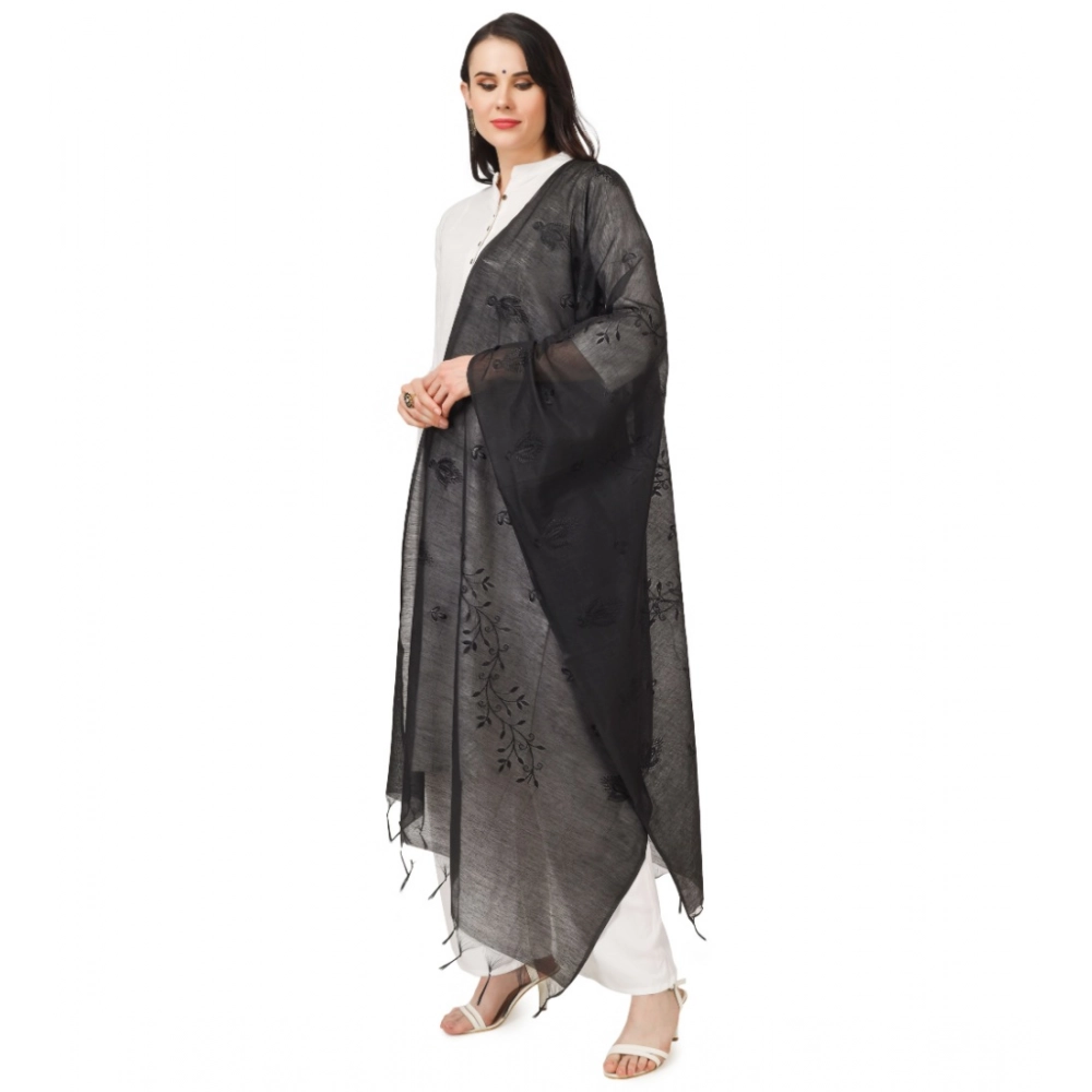 Generic Women's Cotton Embroidered Dupatta (Black, Length: 2.25 to 2.50 Mtr) - Image 5