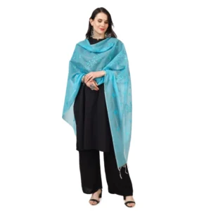 Alternative view of Generic Women's Cotton Embroidered Dupatta (Aqua Blue, Length: 2.25 to 2.50 Mtr)