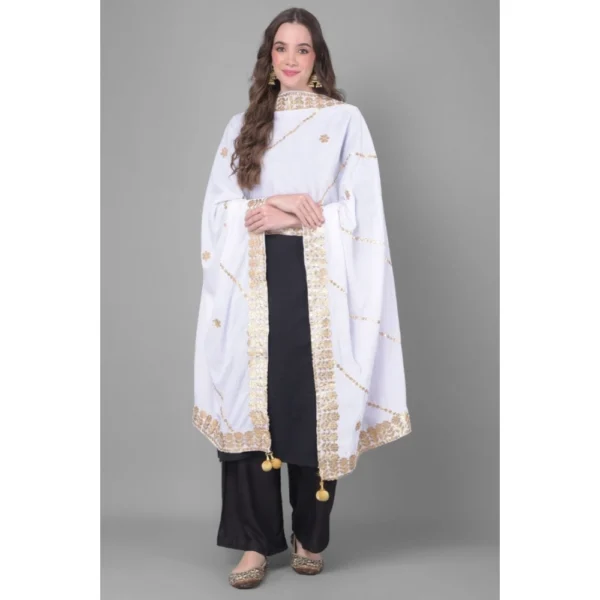 Women's Velvet Gotta Patti Dupatta (Off White, Length:?2.25 to 2.50 Mtr) - Image 2