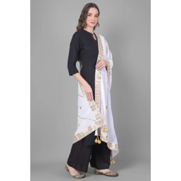 Women's Velvet Gotta Patti Dupatta (Off White, Length:?2.25 to 2.50 Mtr) - Image 3