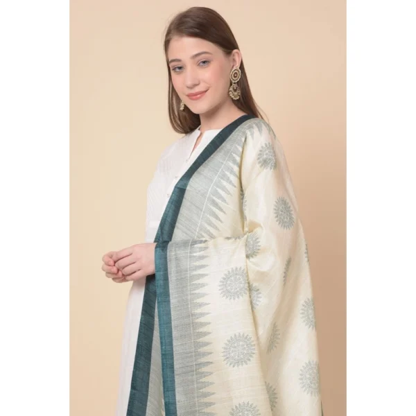 Generic Women's Art Silk Printed Dupatta (Grey, Length: 2.25 to 2.50 Mtr) - Image 4