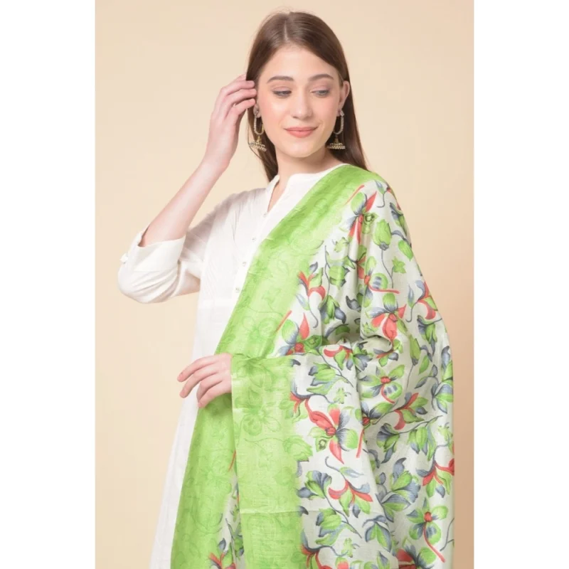 Alternative view of Generic Women's Art Silk Printed Dupatta (Light Green, Length: 2.25 to 2.50 Mtr)