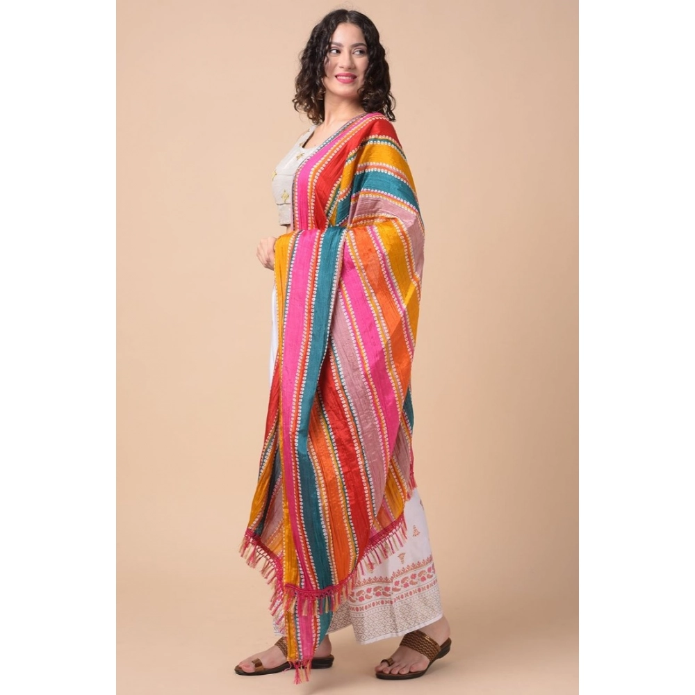 Generic Women's Chanderi Printed Dupatta (Multicolor, Length: 2.25 to 2.50 Mtr) - Image 3