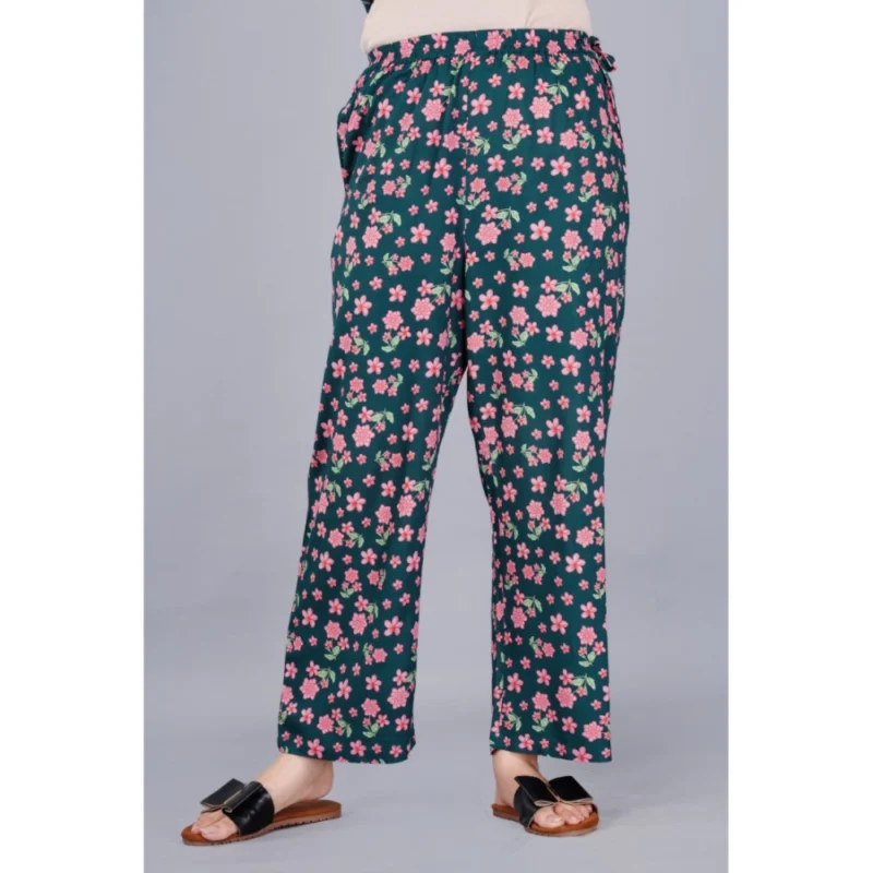 Alternative view of Women's Casual Half Sleeve Printed Viscose Rayon Shirt With Pyjama Pant Night Suit Set (Teal)