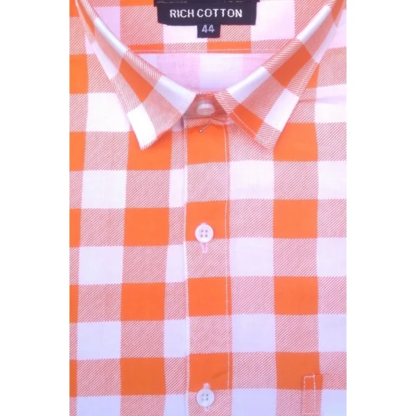 Generic Men's Cotton Lycra Full Sleeve Checked Casual Shirt (Red White) - Image 3