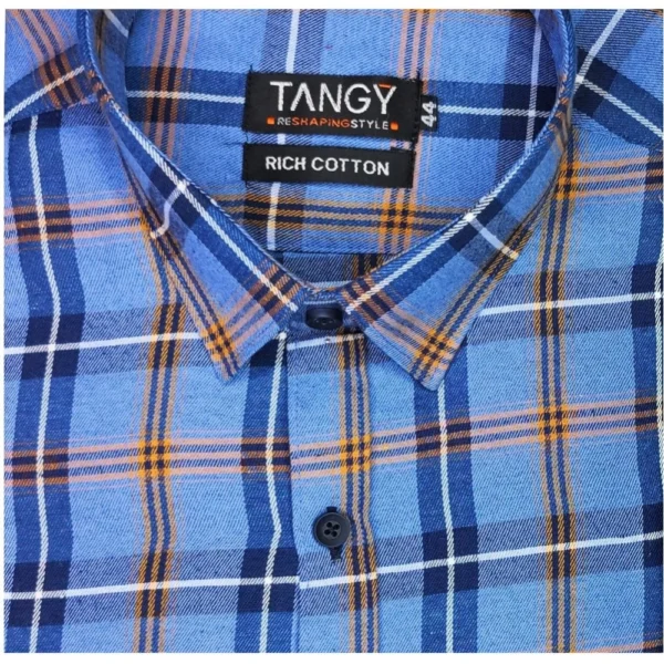 Generic Men's Cotton Lycra Full Sleeve Checked Casual Shirt (Purple) - Image 2