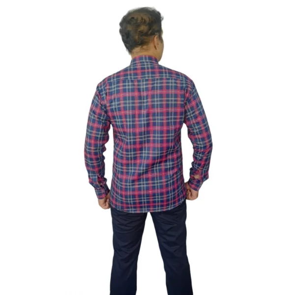 Generic Men's Cotton Lycra Full Sleeve Checked Casual Shirt (Red ) - Image 5