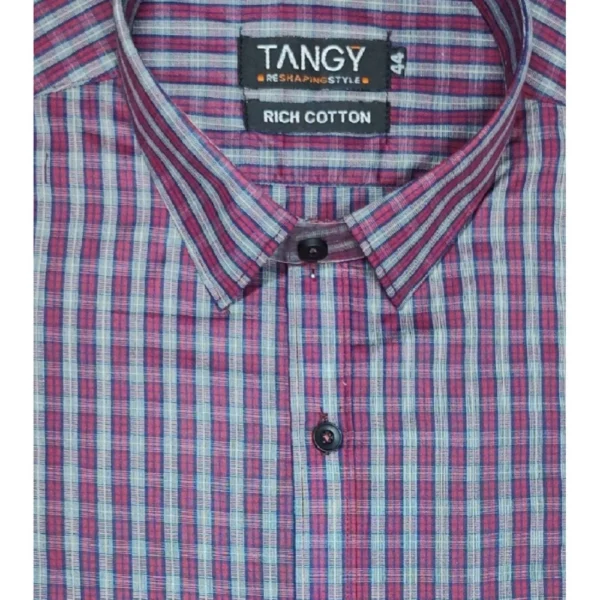 Generic Men's Cotton Lycra Full Sleeve Checked Casual Shirt (Red ) - Image 2