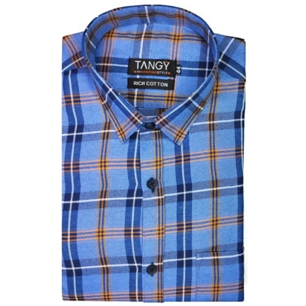 Generic Men's Cotton Lycra Full Sleeve Checked Casual Shirt (Purple) - Image 4