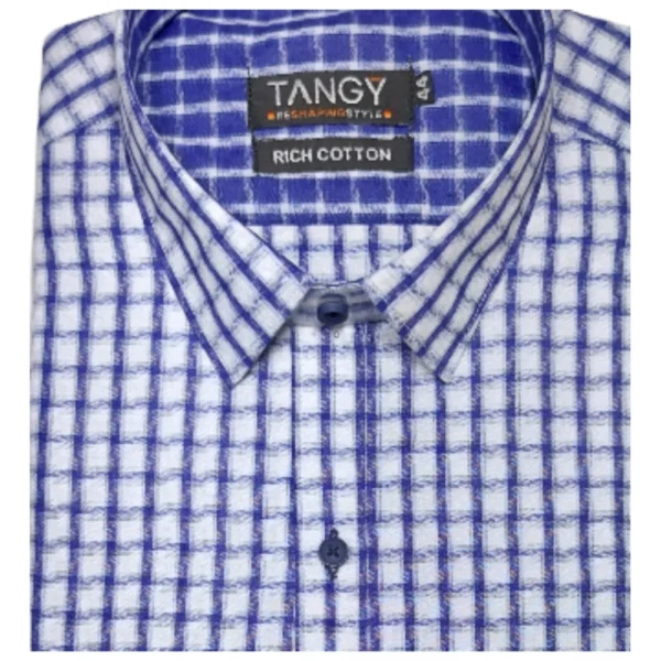 Generic Men's Cotton Lycra Full Sleeve Checked Casual Shirt (White) - Image 3