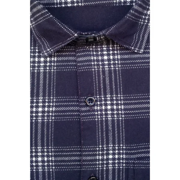 Generic Men's Cotton Lycra Full Sleeve Checked Casual Shirt (Navy Blue) - Image 2