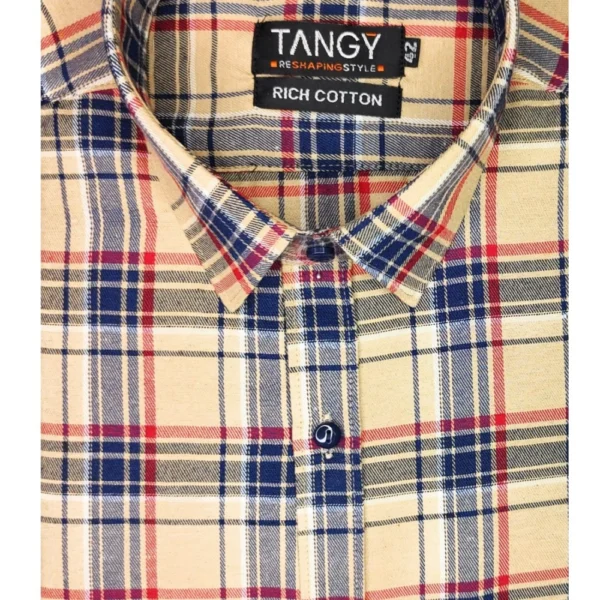 Generic Men's Cotton Lycra Full Sleeve Checked Casual Shirt (Brown) - Image 3