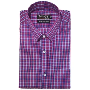 Generic Men's Cotton Lycra Full Sleeve Checked Casual Shirt (Pink)