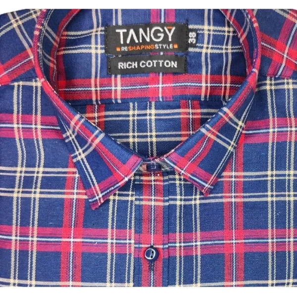 Generic Men's Cotton Lycra Full Sleeve Checked Casual Shirt (Red ) - Image 2