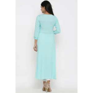 Alternative view of Women's Casual 3/4 th Sleeve Embroidery Rayon Kurti (Sky Blue)